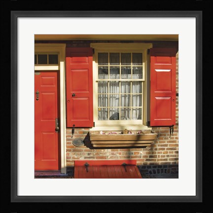 Framed Red Door, Red Shutters Print