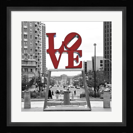 Framed LOVE (Black, White, Red) Print