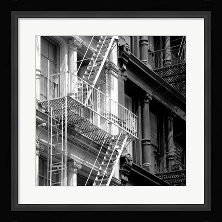 Framed Fire Escape (b/w) Print
