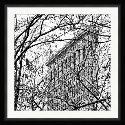 Framed Veiled Flatiron Building (b/w) (detail) Print