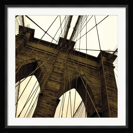 Framed Brooklyn Bridge II (sepia) (detail) Print