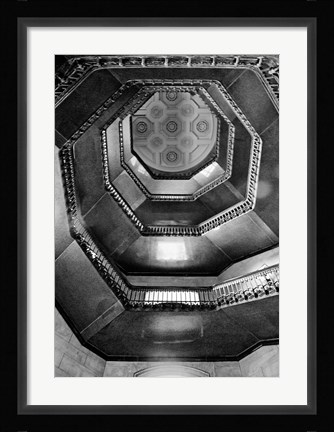 Framed City Hall Stairwell (b/w) Print