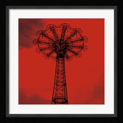 Framed Red Parachute Jump Print