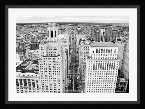 Framed Broad Street (aerial) (b/w) Print