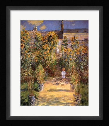 Framed Artist's Garden at Vetheuil with Boy, c.1880 Print