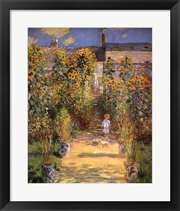 Framed Artist's Garden at Vetheuil with Boy, c.1880 Print