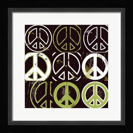 Framed Peace Mantra (Green) Print