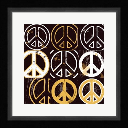 Framed Peace Mantra (Yellow) Print