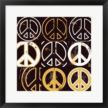Framed Peace Mantra (Yellow) Print