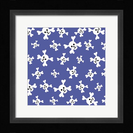 Framed Skull Pattern Blue Print