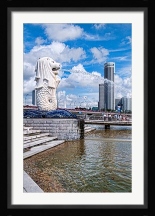 Framed City Skyline, Fullerton, Clarke Quay, Singapore Print