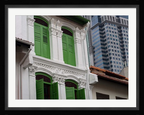 Framed Modern Buildings and Older Ones in Singapore Print