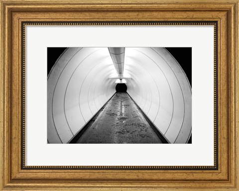 Framed Singapore, Illuminated Pedestrian Tunnel, Paths Print