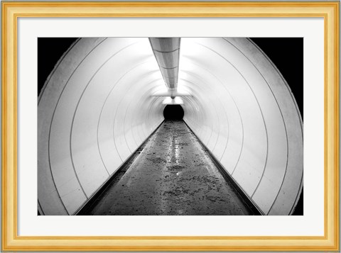 Framed Singapore, Illuminated Pedestrian Tunnel, Paths Print