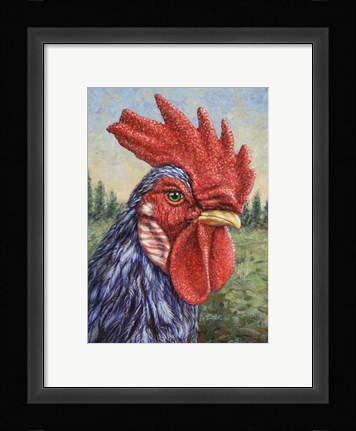 Framed Blue Rooster Print