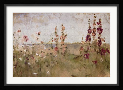 Framed Hollyhocks by the Sea Print