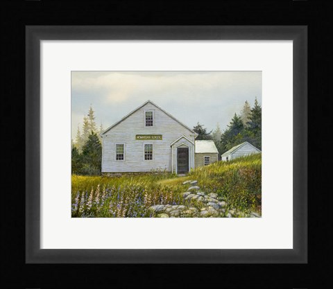 Framed Lupines At The School Print