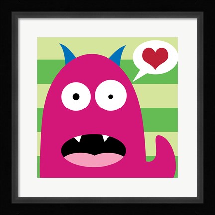 Framed Pink Monster - Stripes Print