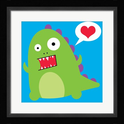 Framed Dinosaur - Blue Print