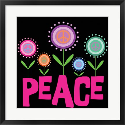 Framed Peace Flowers Print