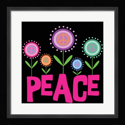 Framed Peace Flowers Print