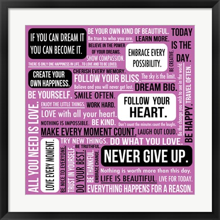 Framed Never Give Up 2 Print