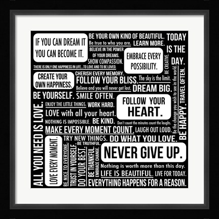 Framed Never Give Up 7 Print