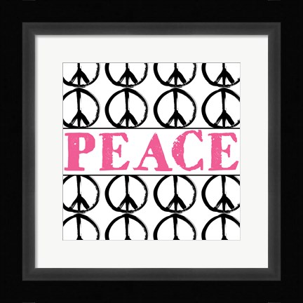 Framed Peace - Pink with Peace Signs Print