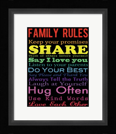 Framed Family Rules 2 Print