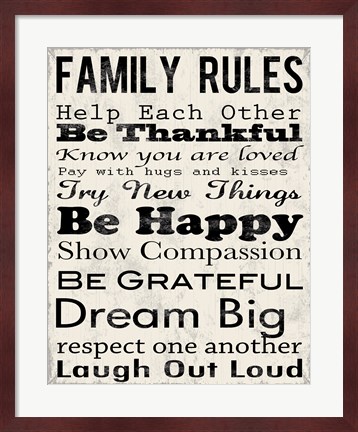 Framed Family Rules 3 Print