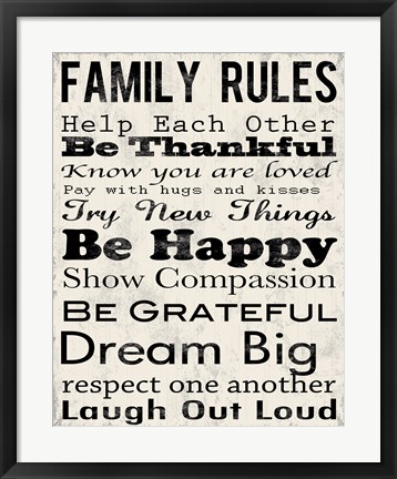 Framed Family Rules 3 Print