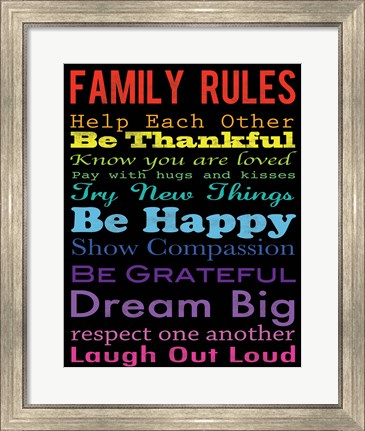 Framed Family Rules 4 Print
