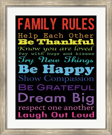 Framed Family Rules 4 Print