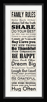 Framed Family Rules Panel Print
