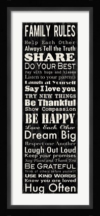 Framed Family Rules Panel 2 Print