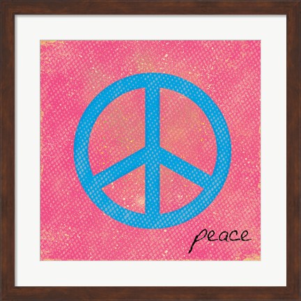 Framed Peace Blue and Pink Print