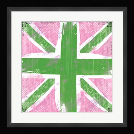 Framed Union Jack Pink and Green Print