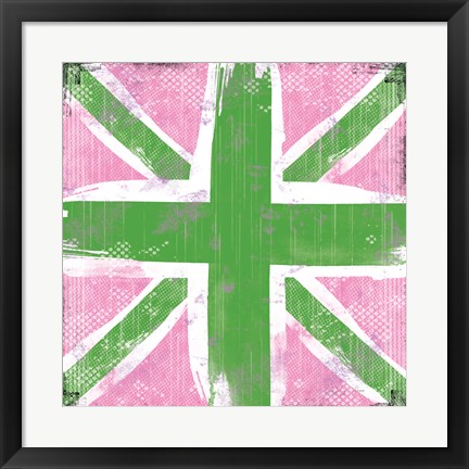 Framed Union Jack Pink and Green Print