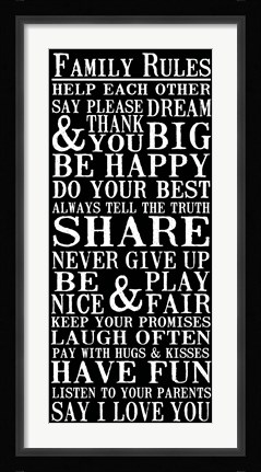 Framed Family Rules 6 Print