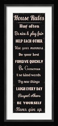 Framed House Rules 3 Print