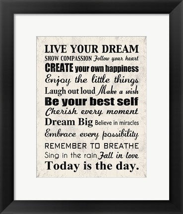 Framed Live Your Dream 8 Print