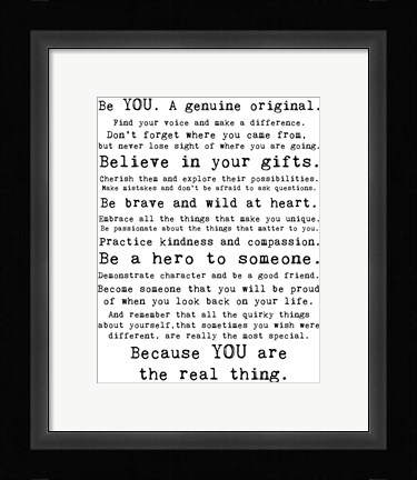 Framed Be Genuine 1 Print