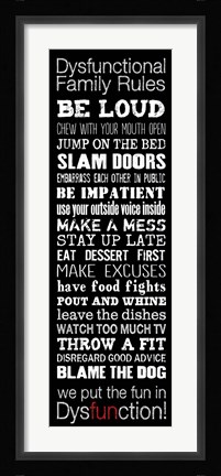 Framed Dysfunctional Family Rules 2 Print