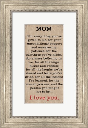 Framed Mom I Love You 3 Print