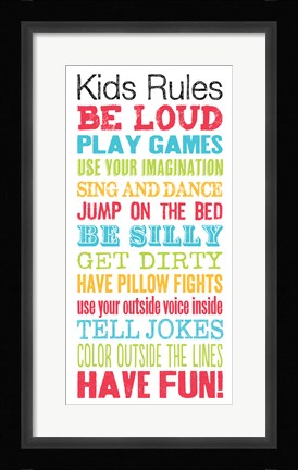 Framed Kids Rules Print