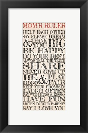Framed Mom&#39;s Rules Print
