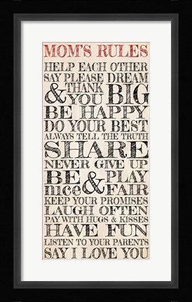 Framed Mom's Rules Print