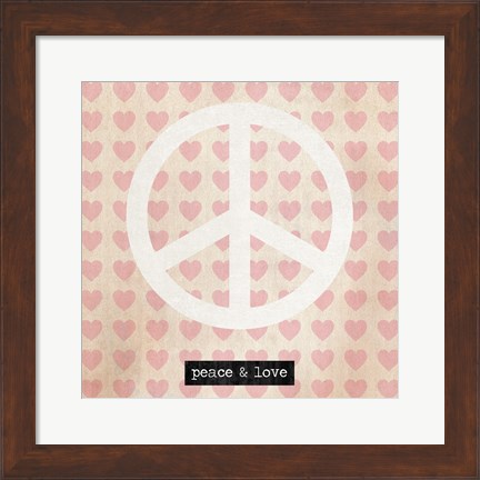 Framed Peace - Pink Hearts Print