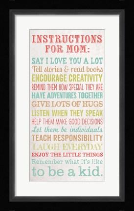 Framed Instructions for Mom Print