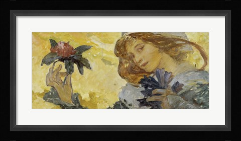 Framed Woman with Rose Print